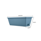 SOGA 49.5cm Blue Rectangular Planter Vegetable Herb Flower Outdoor Plastic Box with Holder Balcony Garden Decor Set of 5 - Cafe Supply