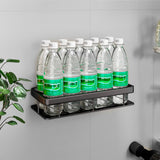 SOGA 2X Black Wall-Mounted Rectangular Bathroom Storage Organiser Space Saving Adhesive Shelf Rack - Cafe Supply