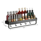 SOGA 2X 52cm Black Wall-Mounted Rectangular Kitchen Spice Storage Organiser Space Saving Condiments Shelf Rack with Hooks - Cafe Supply