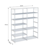 SOGA 2X 12-Shelf Tier Shoe Storage Shelf Space-Saving Caddy Rack Organiser with Side Hooks White - Cafe Supply