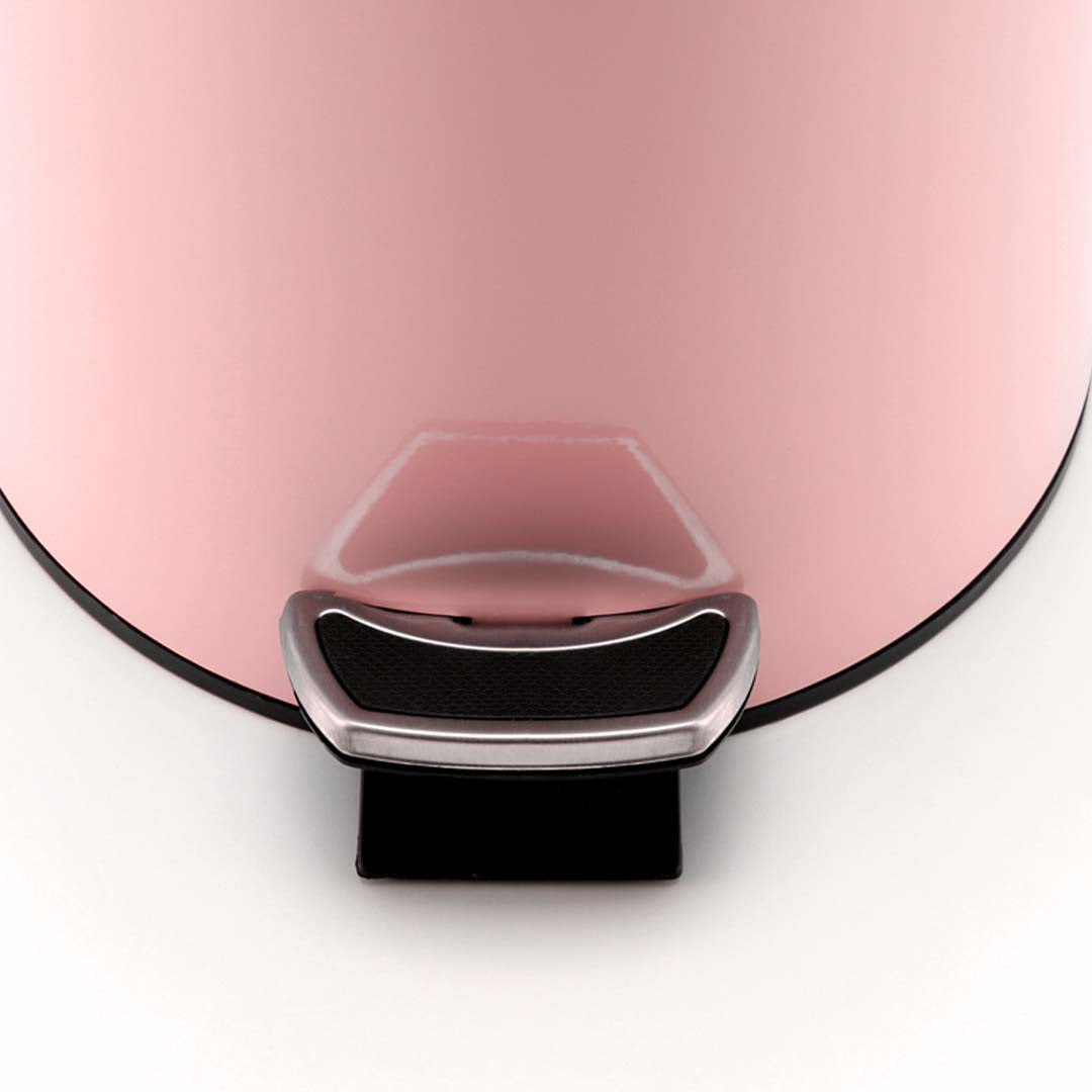 SOGA Foot Pedal Stainless Steel Rubbish Recycling Garbage Waste Trash Bin Round 12L Pink - Cafe Supply