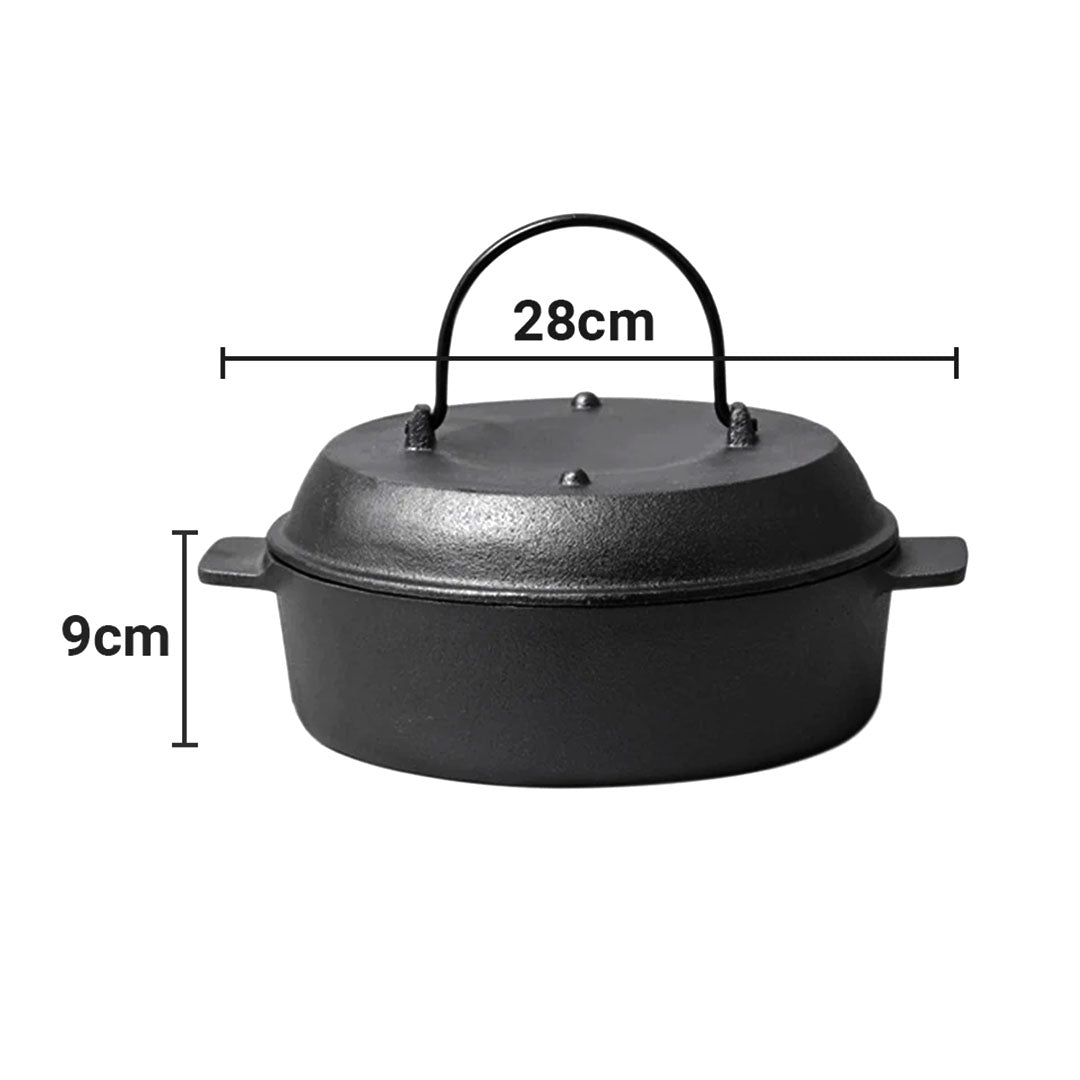SOGA 2X 28cm Cast Iron Dutch Oven Pre-Seasoned Camping Stew Pot with Lid - Cafe Supply