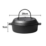 SOGA 2X 28cm Cast Iron Dutch Oven Pre-Seasoned Camping Stew Pot with Lid - Cafe Supply
