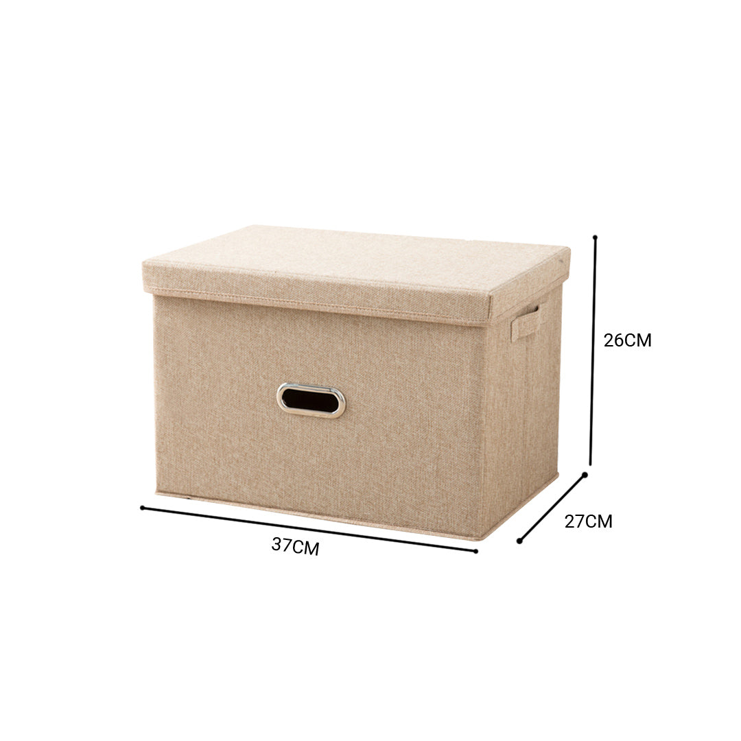 SOGA Beige Medium Foldable Canvas Storage Box Cube Clothes Basket Organiser Home Decorative Box - Cafe Supply