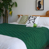 SOGA 2X Green Diamond Pattern Knitted Throw Blanket Warm Cozy Woven Cover Couch Bed Sofa Home Decor with Tassels - Cafe Supply