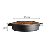 SOGA 2X 29cm Round Cast Iron Pre-seasoned Deep Baking Pizza Frying Pan Skillet with Wooden Lid - Cafe Supply