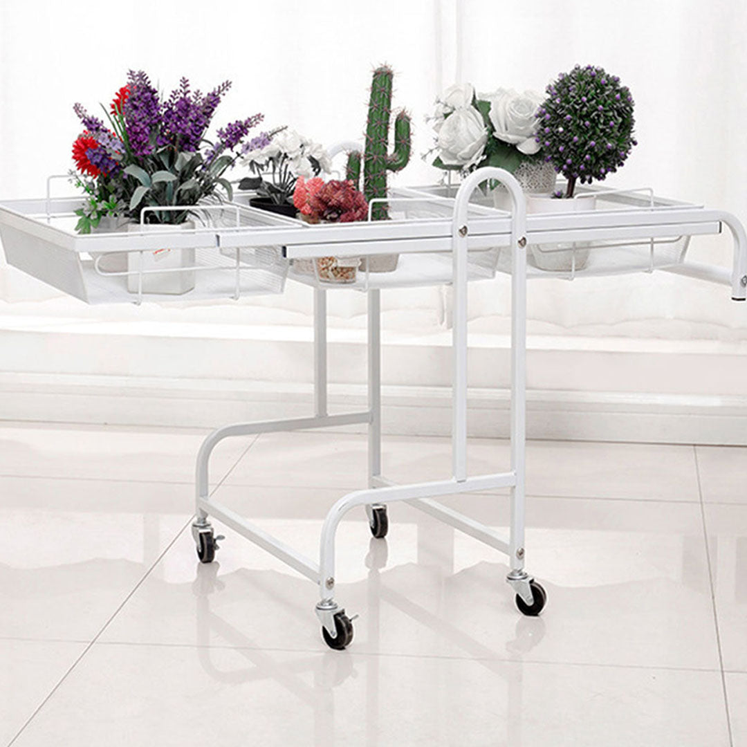 SOGA 2X 3 Tier Steel White Adjustable Kitchen Cart Multi-Functional Shelves Portable Storage Organizer with Wheels - Cafe Supply