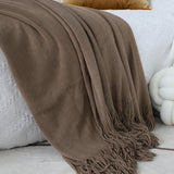 SOGA Coffee Acrylic Knitted Throw Blanket Solid Fringed Warm Cozy Woven Cover Couch Bed Sofa Home Decor - Cafe Supply