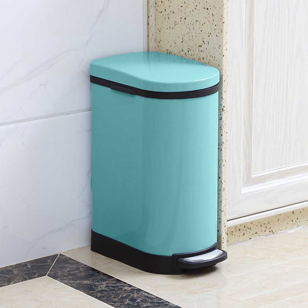 SOGA 2X 10L Foot Pedal Stainless Steel Rubbish Recycling Garbage Waste Trash Bin U Blue
