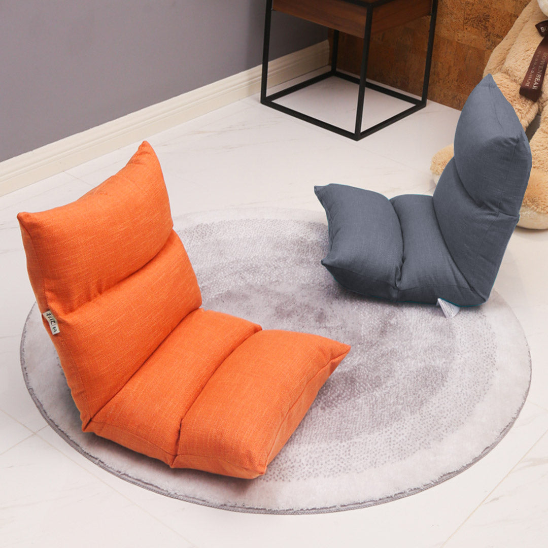 SOGA Lounge Floor Recliner Adjustable Lazy Sofa Bed Folding Game Chair Grey - Cafe Supply