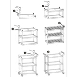 SOGA 3 Tier Food Trolley Food Waste Cart With Two Bins Storage Kitchen Black Large - Cafe Supply