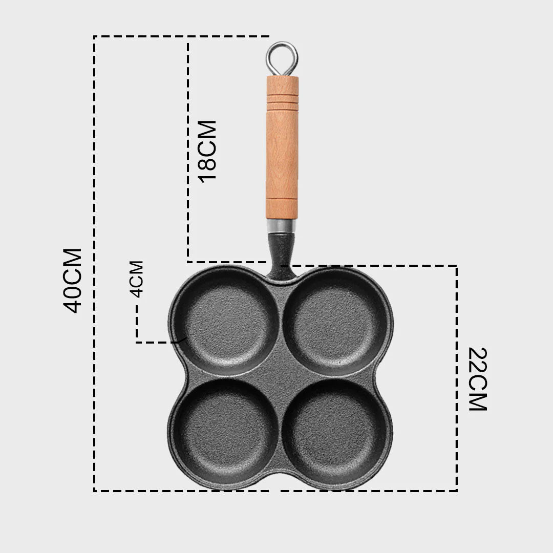 SOGA 2X 4 Mold Multi-Portion Cast Iron Breakfast Fried Egg Pancake Omelet Fry Pan - Cafe Supply