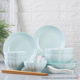 SOGA Light Blue Japanese Style Ceramic Dinnerware Crockery Soup Bowl Plate Server Kitchen Home Decor Set of 10