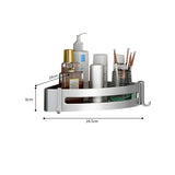 SOGA Silver Wall-Mounted Triangular Bathroom Storage Corner Vanity Organiser Space Saving Adhesive Shelf Rack with Hooks - Cafe Supply