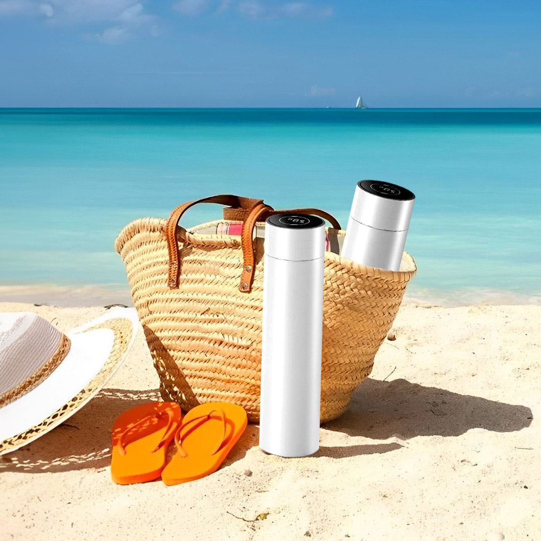 SOGA 500ML Stainless Steel Smart LCD Thermometer Display Bottle Vacuum Flask Thermos White - Cafe Supply