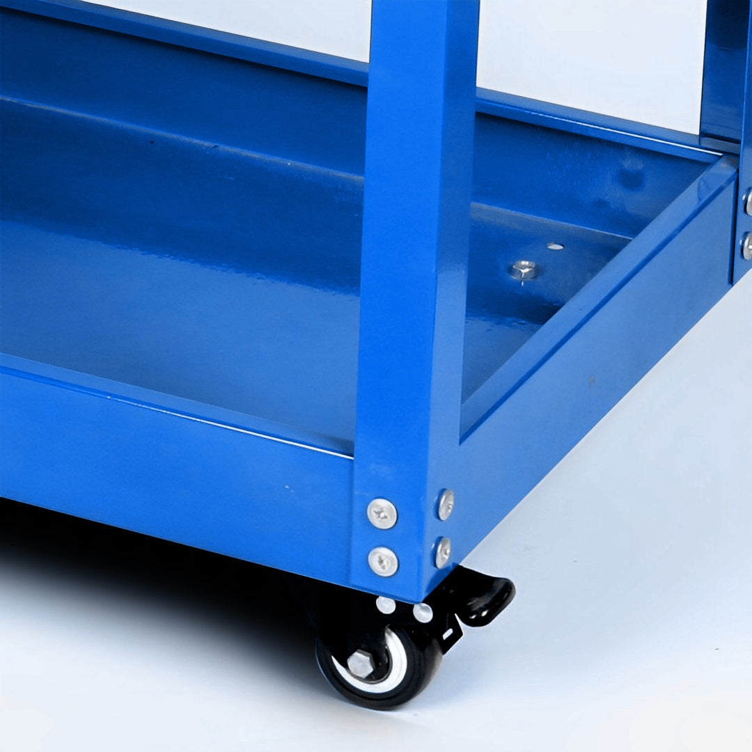 SOGA 2X 3 Tier Tool Storage Cart Portable Service Utility Heavy Duty Mobile Trolley with Hooks Blue - Cafe Supply