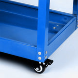 SOGA 2X 3 Tier Tool Storage Cart Portable Service Utility Heavy Duty Mobile Trolley with Hooks Blue - Cafe Supply