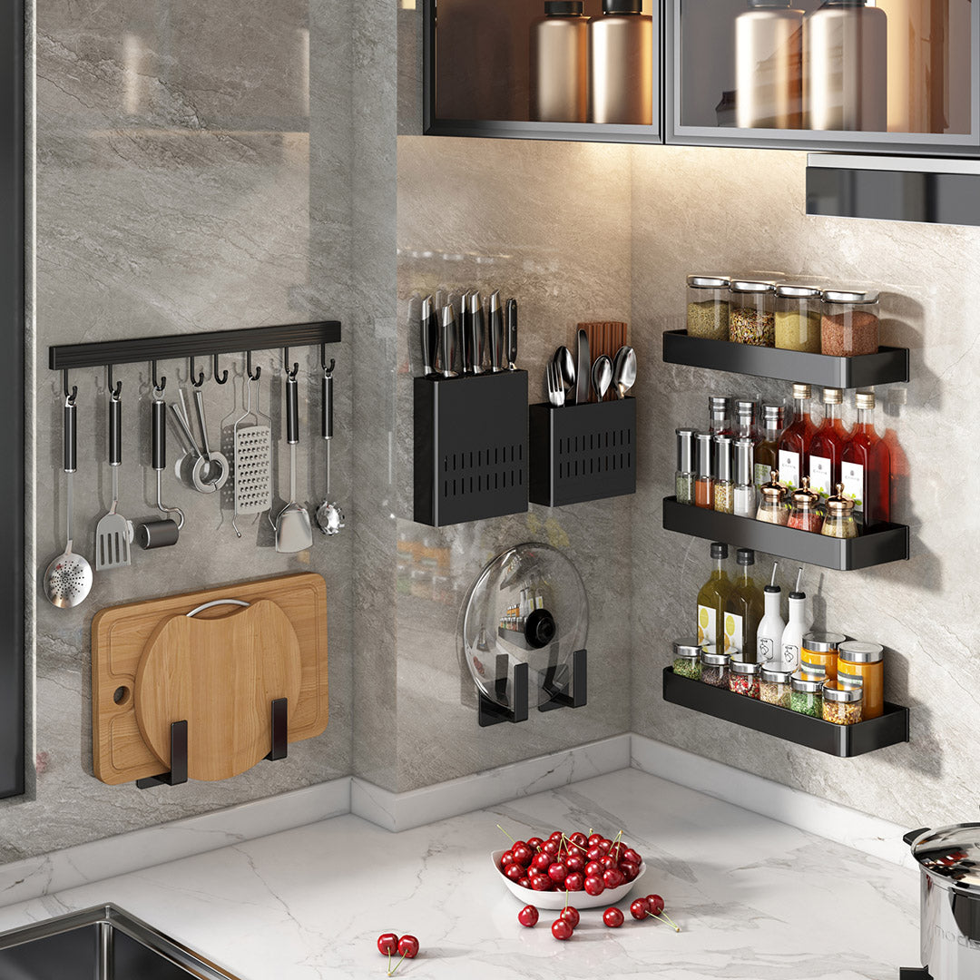SOGA 2X 41cm Wall Mounted Kitchen Utensil Storage Rack Space-Saving Spatula Organiser with Durable Hooks - Cafe Supply