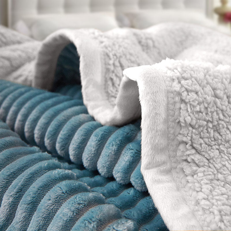 SOGA Blue Throw Blanket Warm Cozy Double Sided Thick Flannel Coverlet Fleece Bed Sofa Comforter - Cafe Supply
