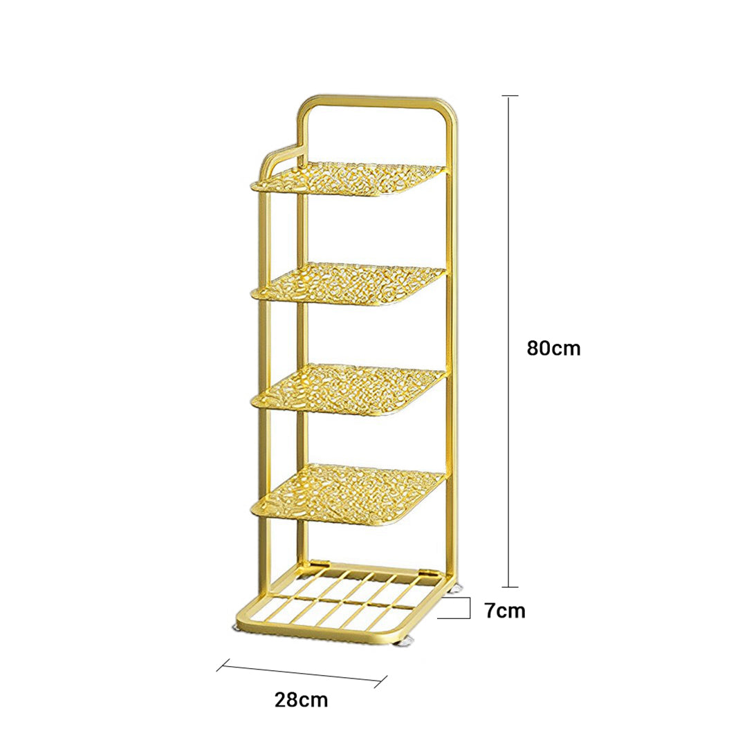 SOGA 5 Tier Gold Plated Metal Shoe Organizer Space Saving Portable Footwear Storage Shelf - Cafe Supply