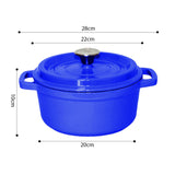 SOGA 2X Cast Iron 24cm Enamel Porcelain Stewpot Casserole Stew Cooking Pot With Lid Blue - Cafe Supply