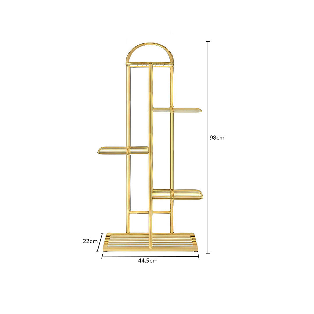 SOGA 5 Tier 6 Pots Gold Metal Plant Stand Flowerpot Display Shelf Rack Indoor Home Office Decor - Cafe Supply