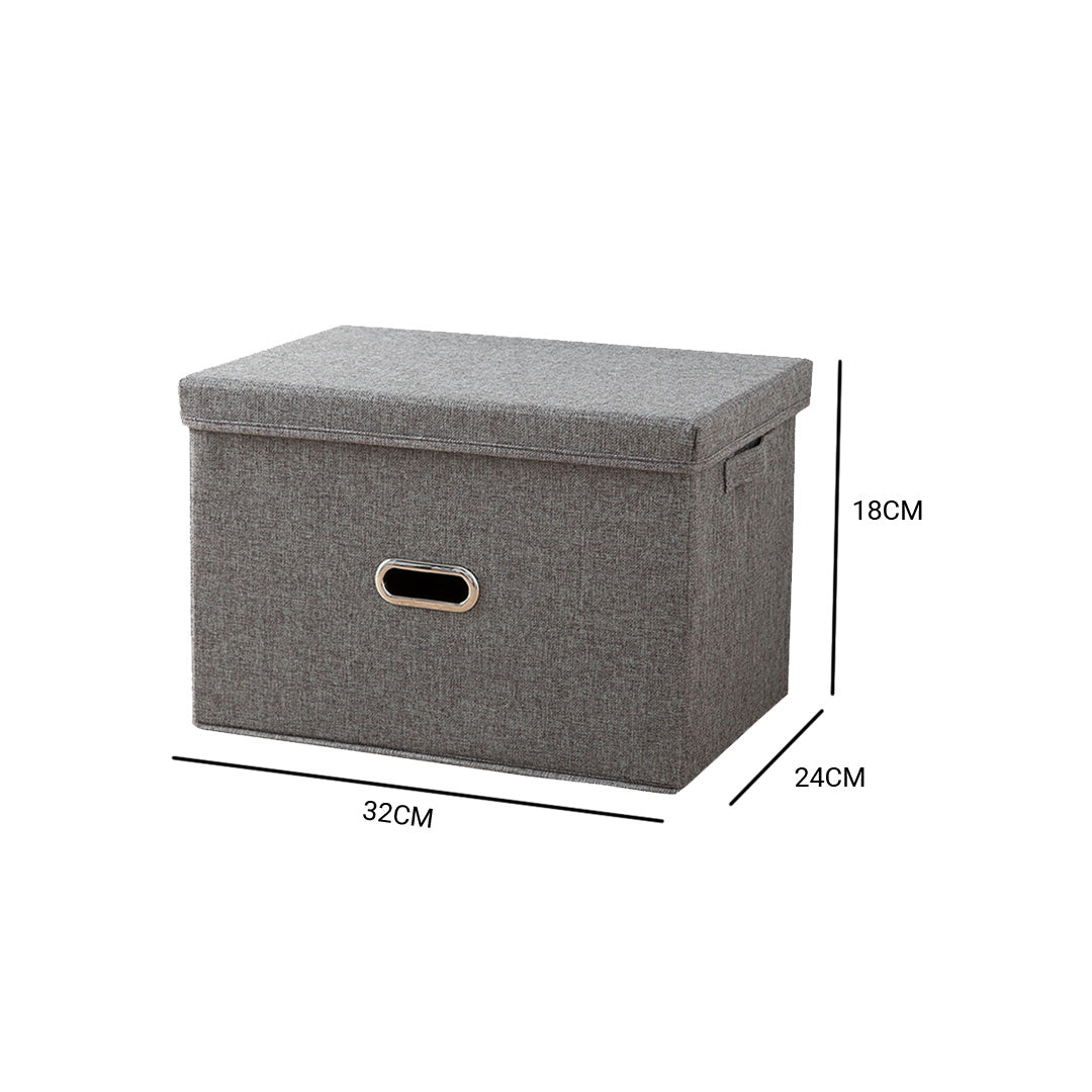 SOGA 2X Grey Small Foldable Canvas Storage Box Cube Clothes Basket Organiser Home Decorative Box - Cafe Supply