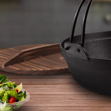 SOGA 2X 29cm Cast Iron Japanese Style Sukiyaki Tetsu Nabe Shabu Hot Pot with Wooden Lid - Cafe Supply