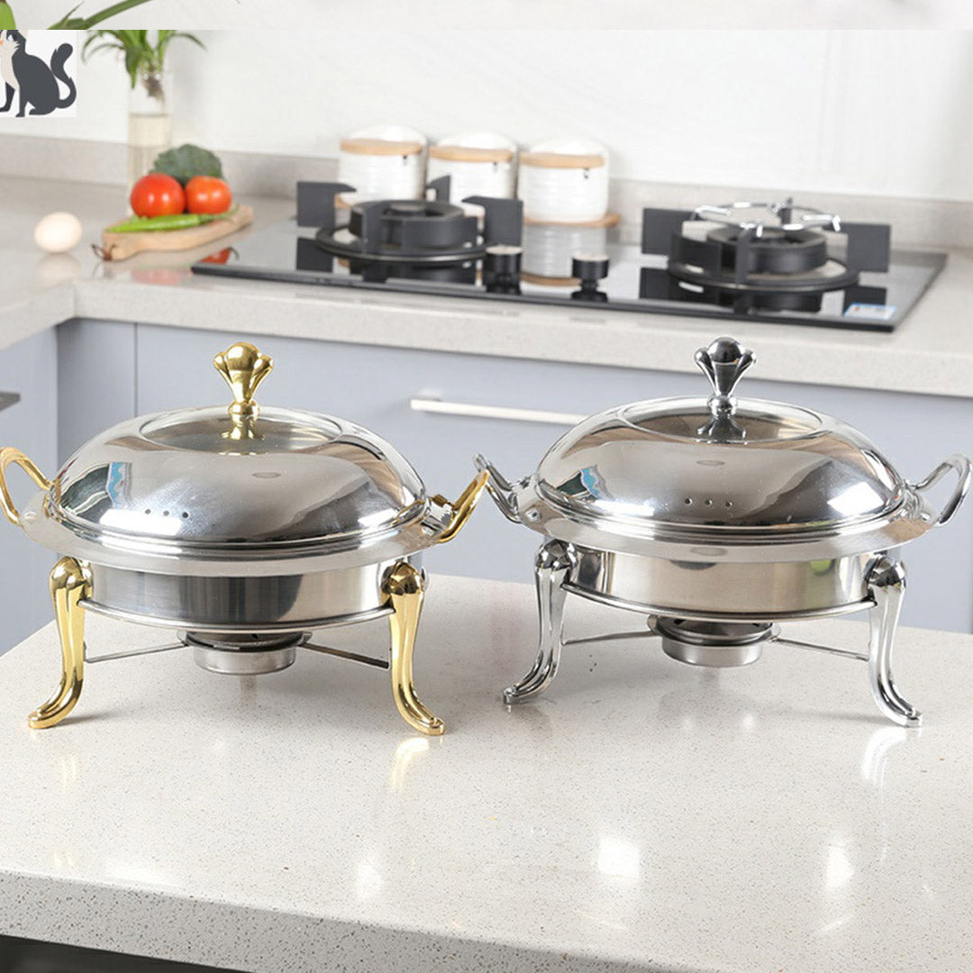 SOGA Stainless Steel Round Buffet Chafing Dish Cater Food Warmer Chafer with Glass Top Lid - Cafe Supply