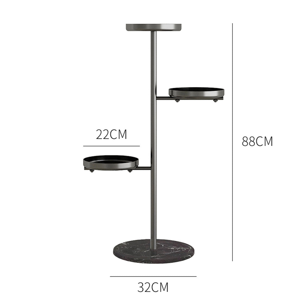 SOGA 3 Tier Black Round Plant Stand Flowerpot Tray Display Living Room Balcony Metal Decorative Shelf - Cafe Supply