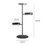 SOGA 3 Tier Black Round Plant Stand Flowerpot Tray Display Living Room Balcony Metal Decorative Shelf - Cafe Supply