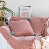 SOGA 2X Pink Tassel Fringe Knitting Blanket Warm Cozy Woven Cover Couch Bed Sofa Home Decor - Cafe Supply