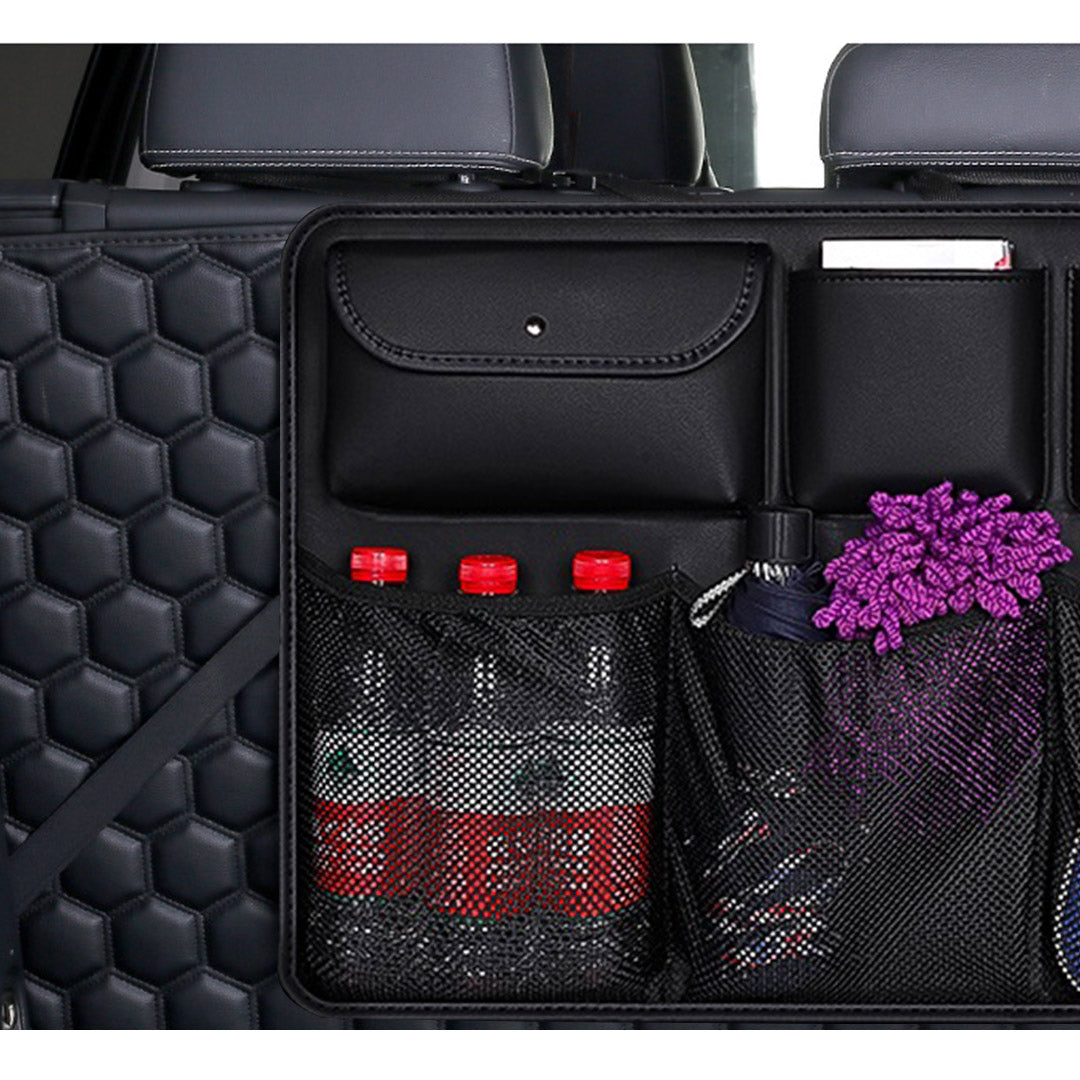SOGA High Quality Leather Car Rear Back Seat Storage Bag Organizer Interior Accessories Black - Cafe Supply