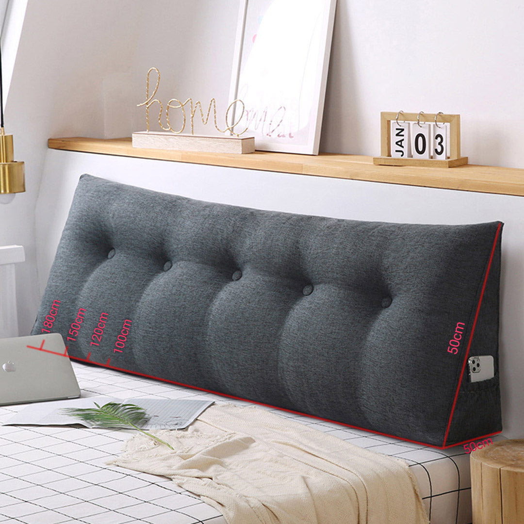 SOGA 2X 180cm Dark Grey Triangular Wedge Bed Pillow Headboard Backrest Bedside Tatami Cushion Home Decor - Cafe Supply