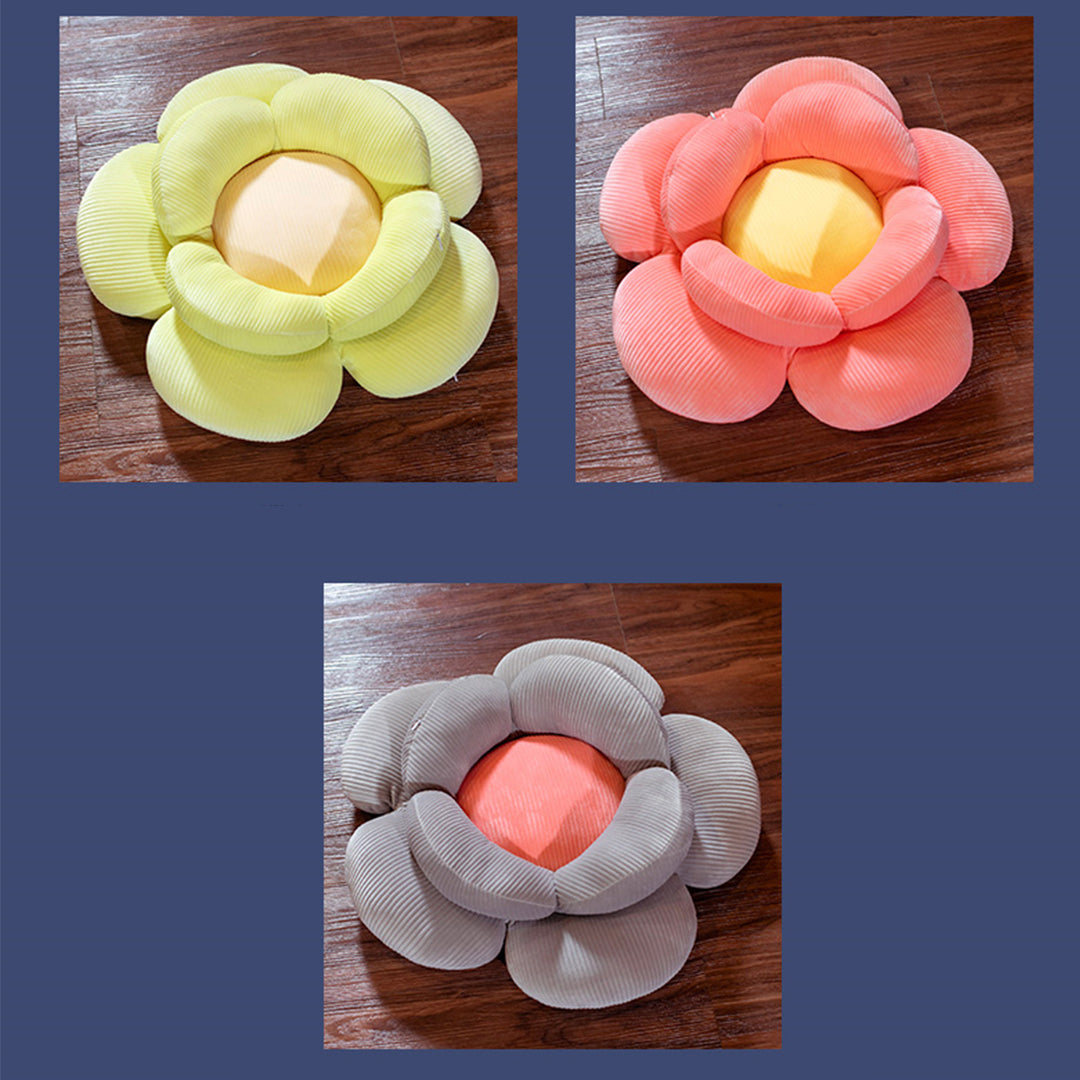 SOGA 2X Beige Double Flower Shape Cushion Soft Bedside Floor Plush Pillow Home Decor - Cafe Supply