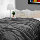 SOGA 2X GreyThrow Blanket Warm Cozy Striped Pattern Thin Flannel Coverlet Fleece Bed Sofa Comforter - Cafe Supply