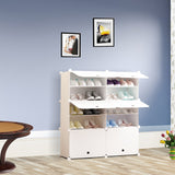 SOGA 5 Tier 2 Column White Shoe Rack Organizer Sneaker Footwear Storage Stackable Stand Cabinet Portable Wardrobe with Cover - Cafe Supply