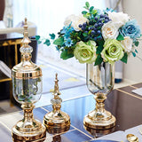 SOGA 2X Clear Glass Flower Vase with Lid and White Flower Filler Vase Black Set - Cafe Supply