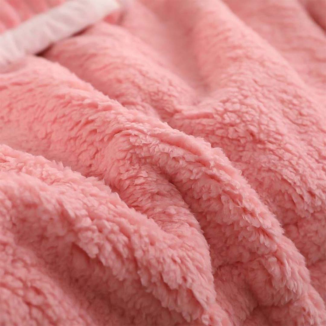 SOGA 2X Throw Blanket Warm Cozy Double Sided Thick Flannel Coverlet Fleece Bed Sofa Comforter Pink - Cafe Supply