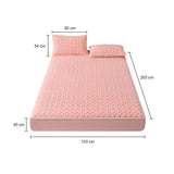 SOGA 2X Pink 153cm Wide Mattress Cover Thick Quilted Fleece Stretchable Clover Design Bed Spread Sheet Protector with Pillow Covers - Cafe Supply