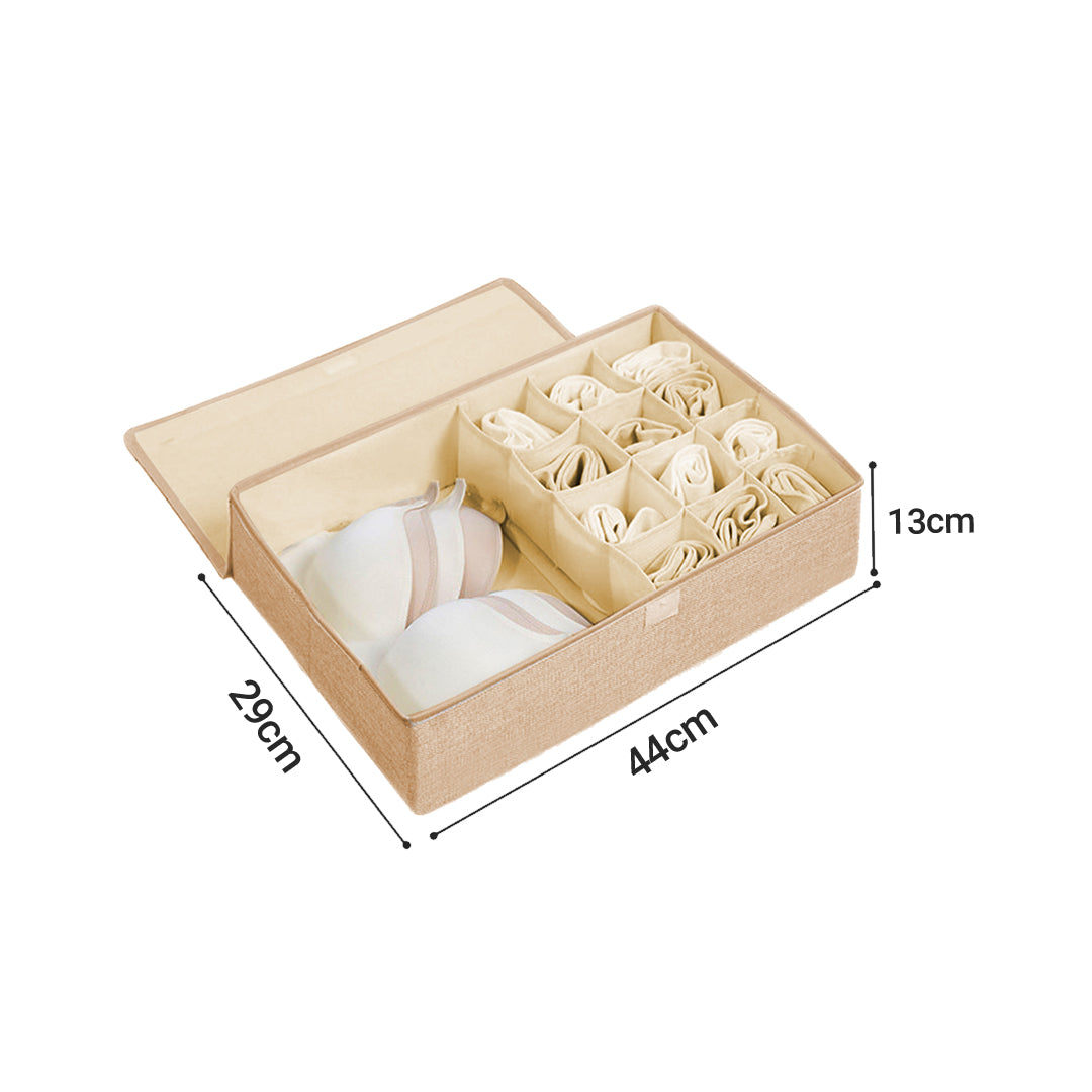 SOGA 2X Beige Flip Top Underwear Storage Box Foldable Wardrobe Partition Drawer Home Organiser - Cafe Supply