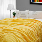 SOGA 2X Yellow Throw Blanket Warm Cozy Striped Pattern Thin Flannel Coverlet Fleece Bed Sofa Comforter - Cafe Supply