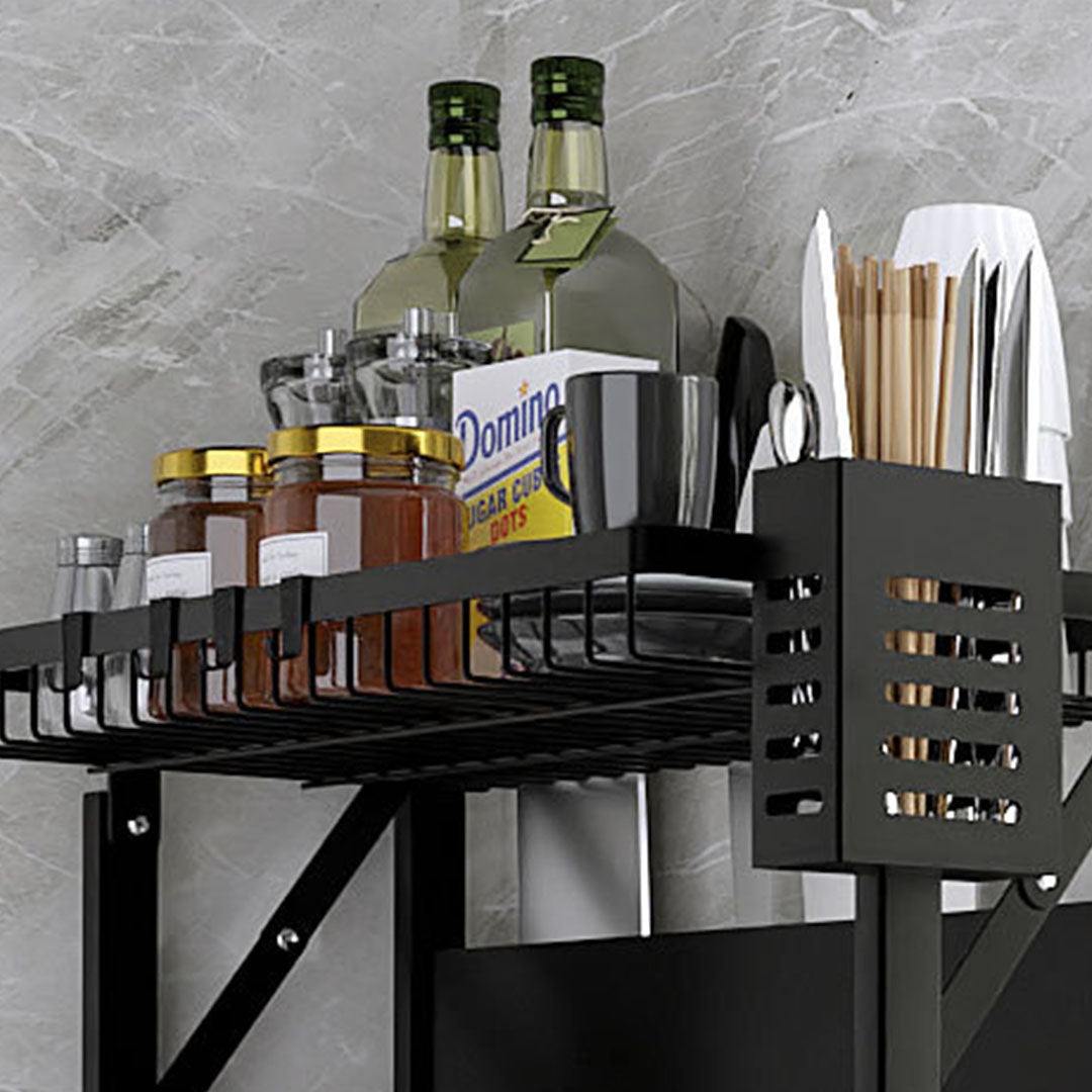 SOGA 2 Tier Steel Black Kitchen Countertop Drying Dish Rack Plate Cutlery Cutting Board Holder Dish Drainer Kitchen Organiser - Cafe Supply