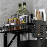 SOGA 2 Tier Steel Black Kitchen Countertop Drying Dish Rack Plate Cutlery Cutting Board Holder Dish Drainer Kitchen Organiser - Cafe Supply