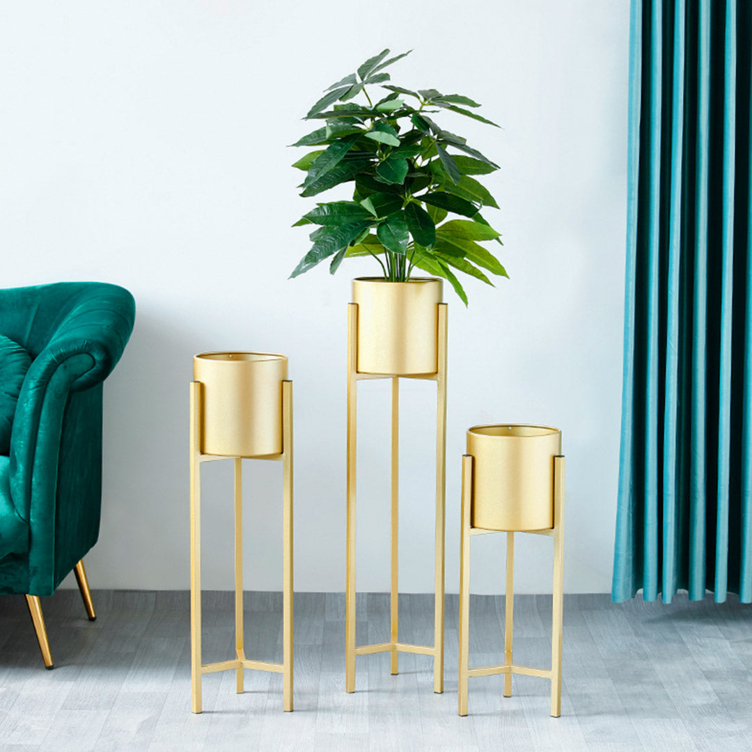 SOGA 2X 90cm Gold Metal Plant Stand with Flower Pot Holder Corner Shelving Rack Indoor Display - Cafe Supply