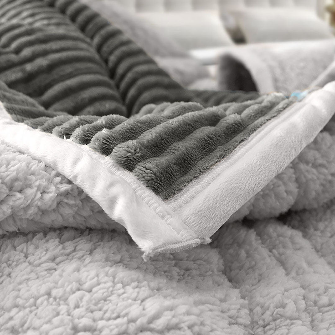 SOGA 2X Grey Throw Blanket Warm Cozy Double Sided Thick Flannel Coverlet Fleece Bed Sofa Comforter - Cafe Supply