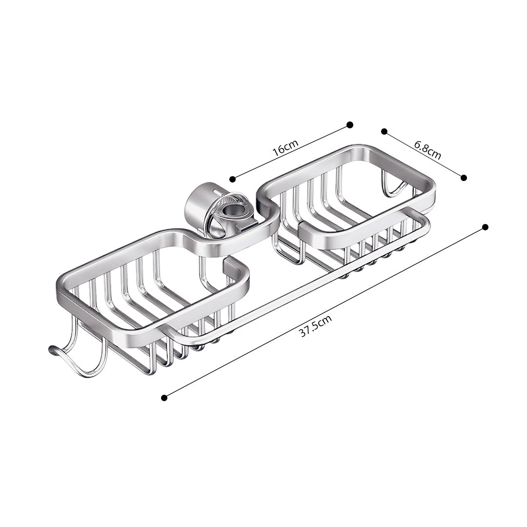 SOGA 2X Silver Kitchen Sink Organiser Faucet Soap Sponge Caddy Rack Drainer with Towel Bar Holder - Cafe Supply