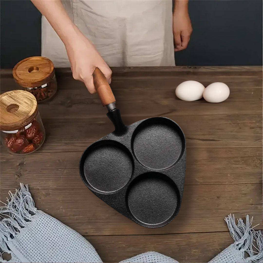 SOGA 2X 3 Mold Cast Iron Breakfast Fried Egg Pancake Omelette Fry Pan - Cafe Supply