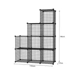 SOGA 2X Black Portable 9-Cube 3 Column Storage Organiser Foldable DIY Modular Grid Space Saving Shelf - Cafe Supply