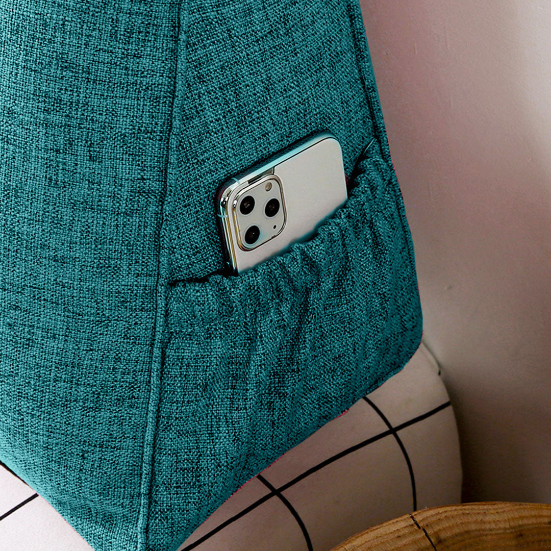 SOGA 2X 150cm Blue Green Triangular Wedge Bed Pillow Headboard Backrest Bedside Tatami Cushion Home Decor - Cafe Supply